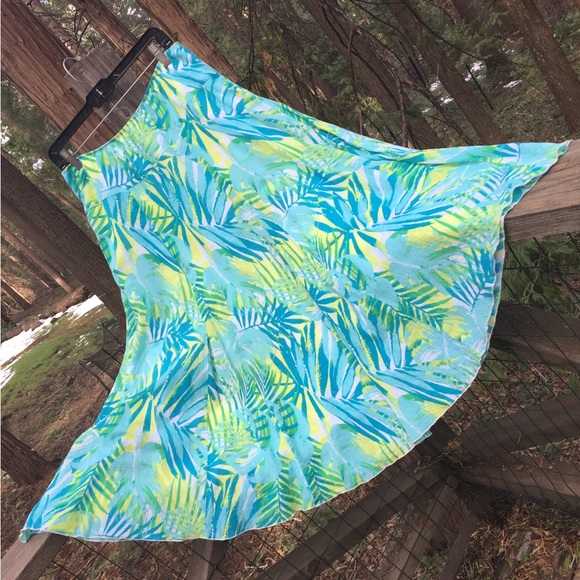 sapphire star Dresses & Skirts - Shapiro Star tiered palm print in shades of turquoise cotton